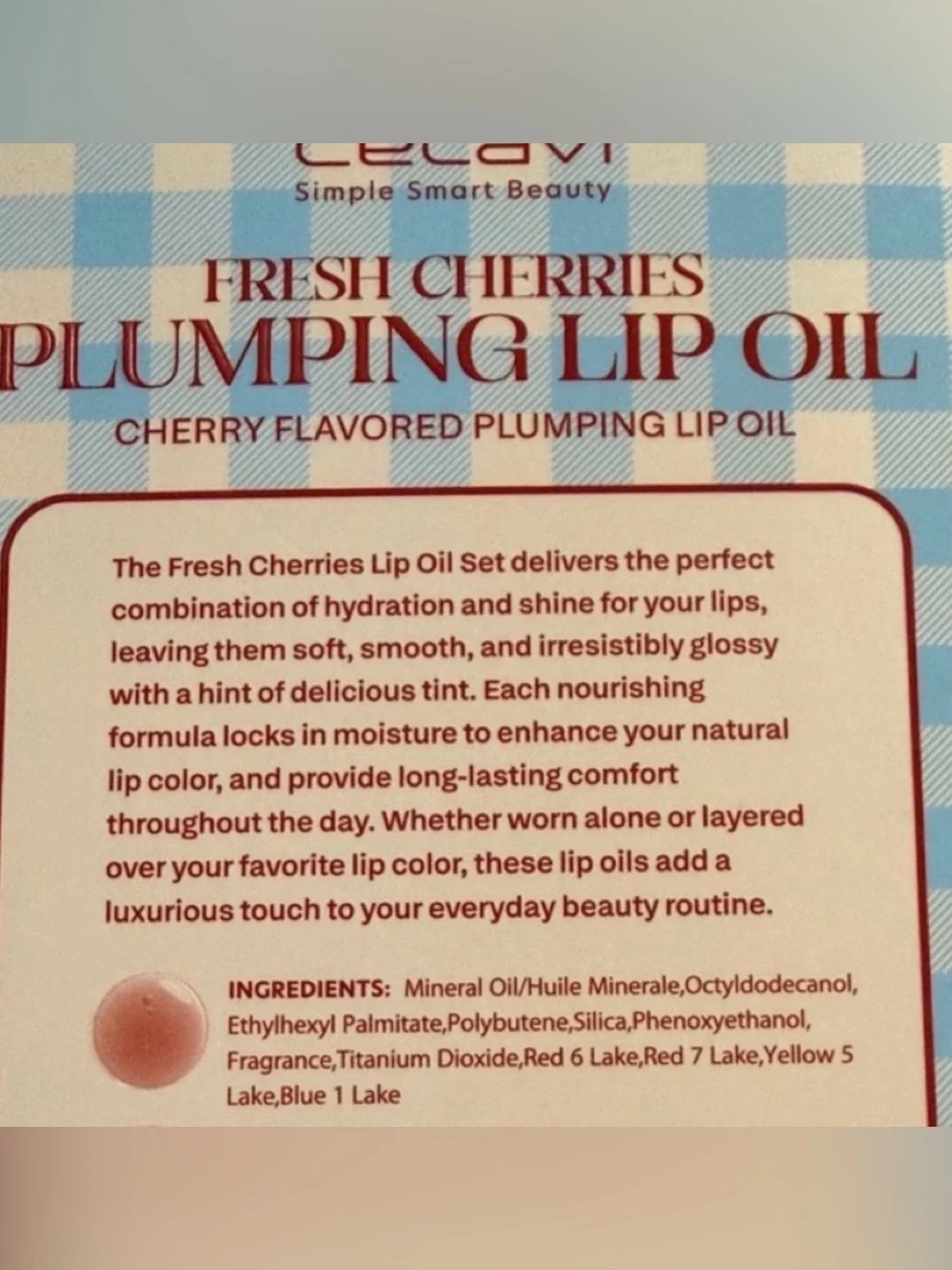 (2) New Celavi Fresh Cherries Lip Plumping Oil